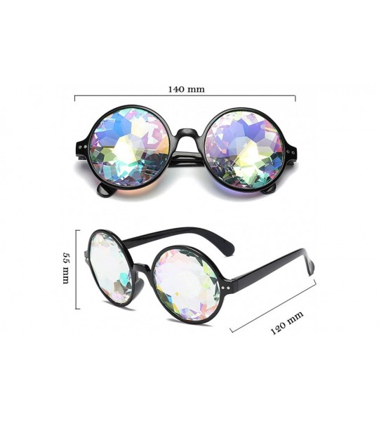 Goggle Rave Festival Kaleidoscope Glasses Rainbow Prism Sunglasses for Women Men - Black(round) - CS18SMGDG2H $19.64