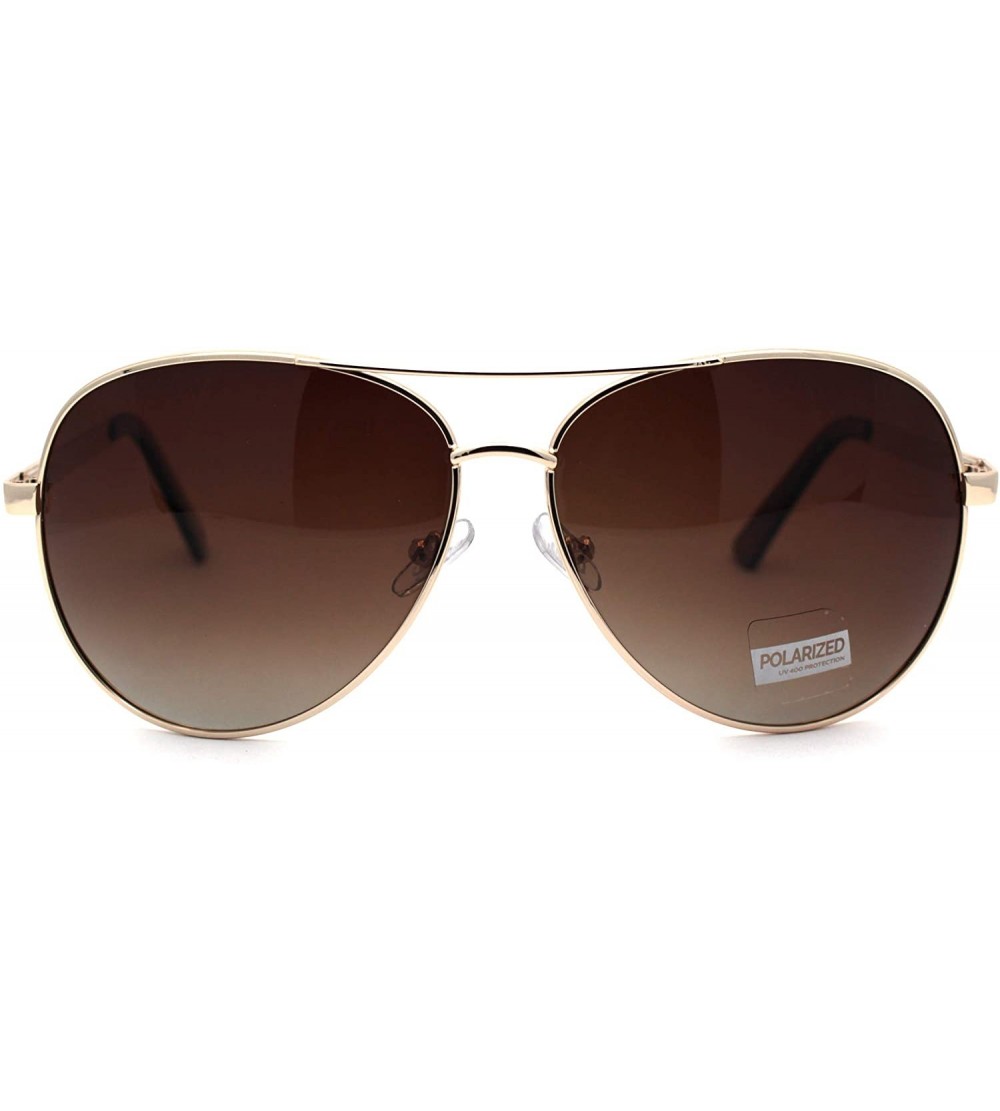 Oversized Polarized Mens Classic 80s Metal Rim Officer Cop Sunglasses - Gold Brown - C5196IKWH3Z $26.59
