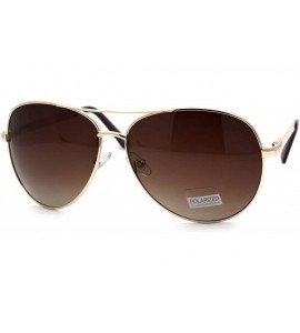 Oversized Polarized Mens Classic 80s Metal Rim Officer Cop Sunglasses - Gold Brown - C5196IKWH3Z $26.59