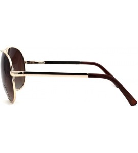 Oversized Polarized Mens Classic 80s Metal Rim Officer Cop Sunglasses - Gold Brown - C5196IKWH3Z $26.59