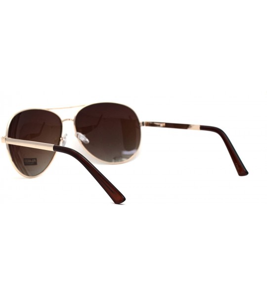 Oversized Polarized Mens Classic 80s Metal Rim Officer Cop Sunglasses - Gold Brown - C5196IKWH3Z $26.59