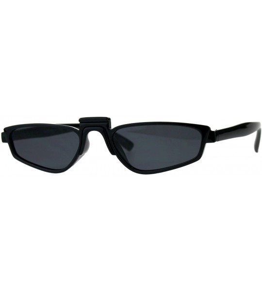 Rectangular Unisex Rectangular Plastic Pimp Retro Vintage Sunglasses - All Black - C218CML2U4H $19.40